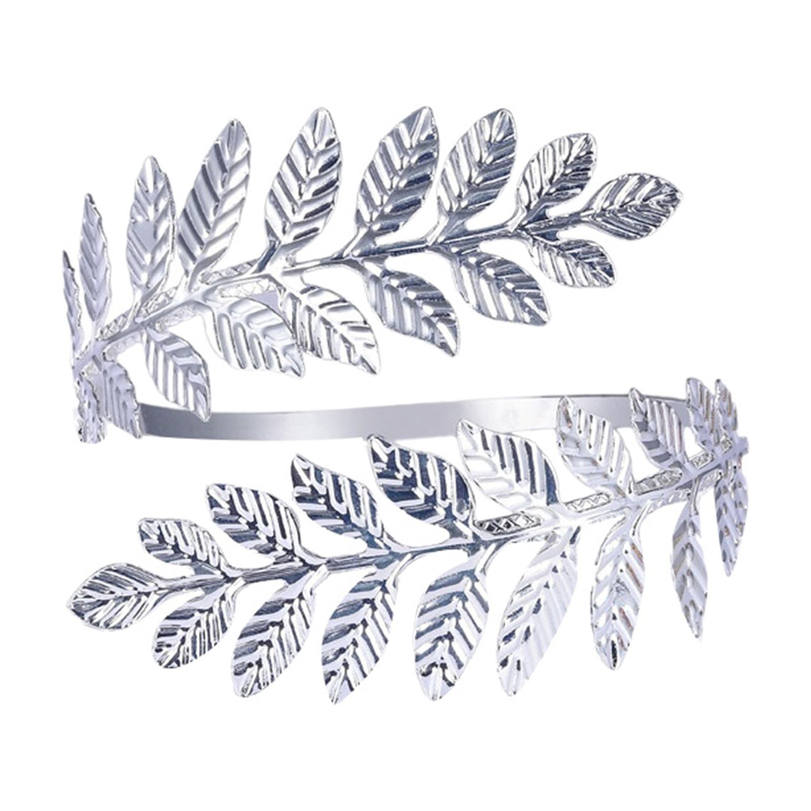 Jascatin Bracciale Braccio Argento Vintage Con Foglie E Turchino - Catena A Giro Con Perline, Aperto, Unisex