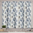 thumbnail image 1 of Leaf Art Kitchen Curtains, Modern Abstract Autumn Waltz with Cold Tones of Leaves Paint Print, Window Drapes 2 Panel Set for Kitchen Cafe Decor, 55" x 36", Dark Night Blue and Beige, 1 of 1