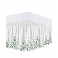 thumbnail image 1 of Leaf Bed Skirt King Size 18" Drop Sage Green Plants Watercolor Hand Drawn Ruffled Wrap Around Bed Skirts Adjustable Elastic Bedskirt Dust Ruffle for King Size Bed, 1 of 7