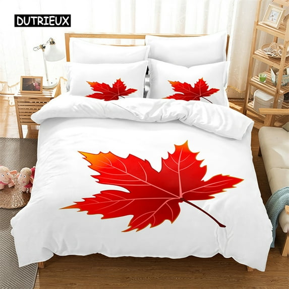 Leaf Bedding Set Maple Leaf Duvet Cover Set Bedding Digital Printing Bed Linen King Size Duvet Cove