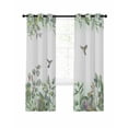 thumbnail image 1 of Leaf Bird Blackout Curtains 63 Inches Long for Bedroom, Sage Greeen Botanical Watercolor Animals Thermal Insulated Room Darkening Black Out Window Curtain Panels Grommet Drapes for Living Room, 1 of 8