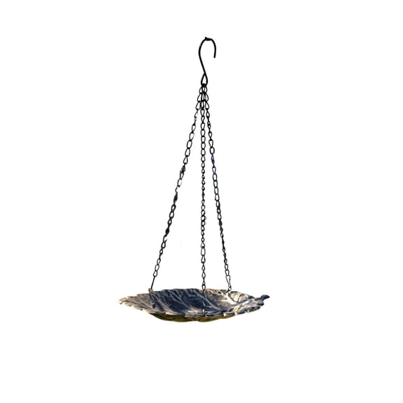 Leaf Bird Feeder Tray Outdoor Garden Decor Antique Bronze Finish Hanging Bird Bath Copper Metal 13.78x8.66 Inch for Backyard Porch Tree Branch
