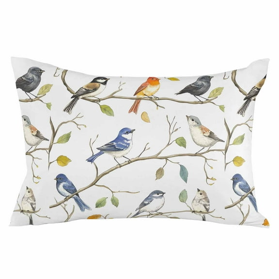 Leaf Bird Throw Pillow Cover 20 x 26 Inch Decorative Pillow Cover Colorful Spring Tree Branch Country Boho Lumbar Pillowcase Seasonal Rectangle Cushion Case for Couch Sofa Bed Living Room