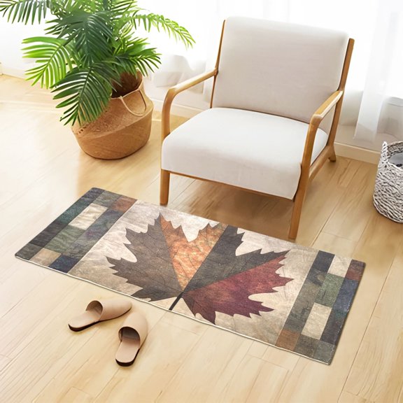 Leaf Block Multicolor Bathroom Rug Non Slip Bathroom Mats Entry Door Soft Carpets for Kitchen Bedroom Living Room 39x20 inch