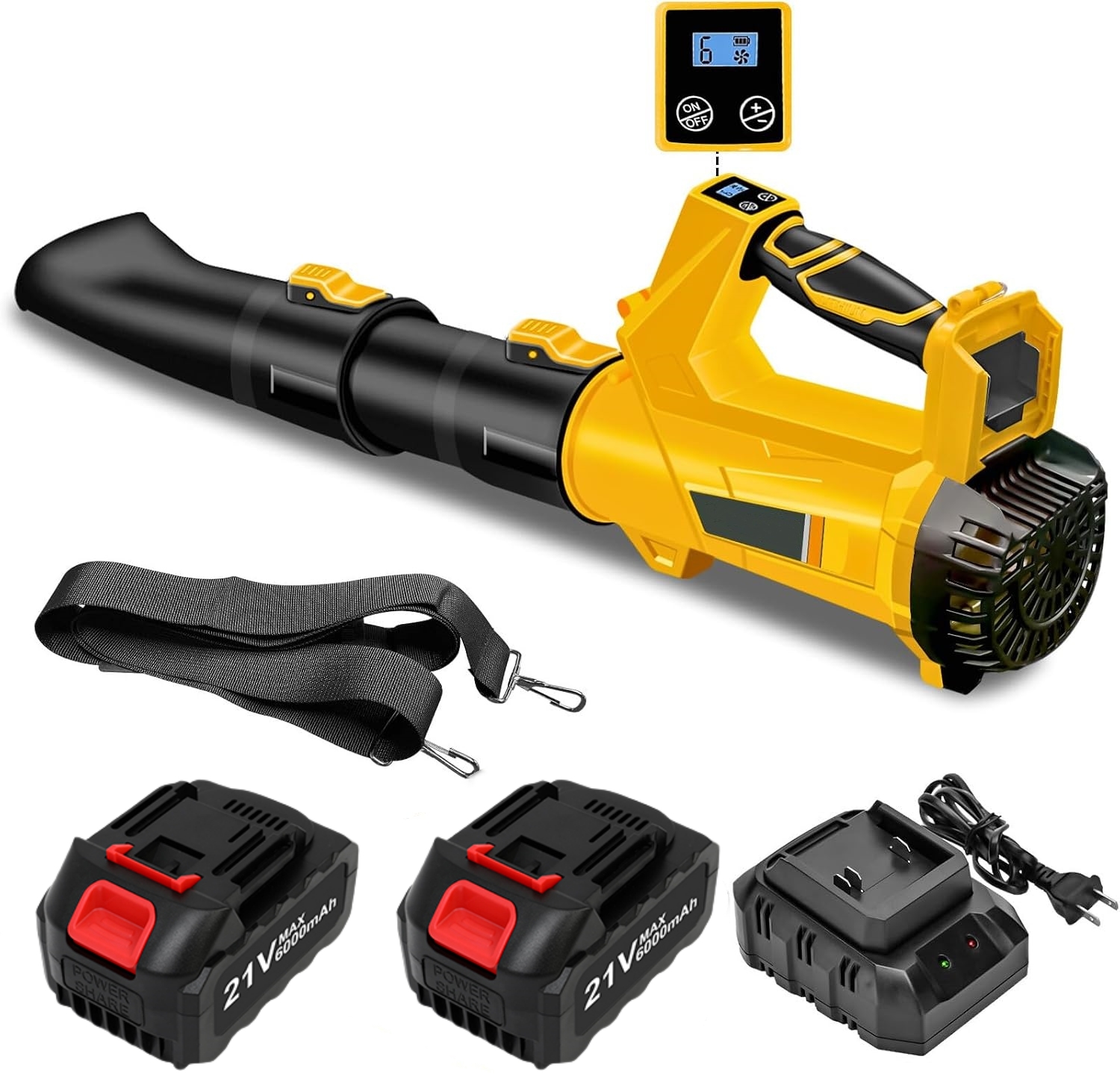 Leaf Blower, 680CFM 280MPH 21V Leaf Blower Cordless with 2X6.0Ah Battery & Charger, Electric Leaf Blower for Lawn Care, Battery Powered Leaf Blower for Snow Blowing & Yard Patio Garden Cleaning