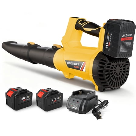 Leaf Blower, 680CFM 280MPH 21V Leaf Blower Cordless with 2X6.0Ah Battery & Charger, Electric Leaf Blower for Lawn Care, Battery Powered Leaf Blower for Snow Blowing & Yard Patio Garden Cleaning