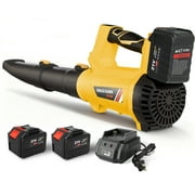 Leaf Blower, 680CFM 280MPH 21V Leaf Blower Cordless with 2X6.0Ah Battery & Charger, Electric Leaf Blower for Lawn Care, Battery Powered Leaf Blower for Snow Blowing & Yard Patio Garden Cleaning