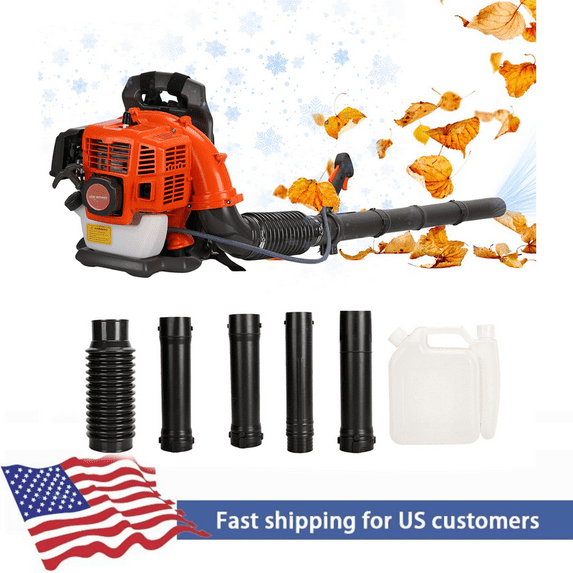 Leaf Blower - 52CC 550 CFM 2-Stroke Backpack Gas Powered Blower, Grass Lawn Air Cooling Gasoline with Air-Cooled, Snow for Garden