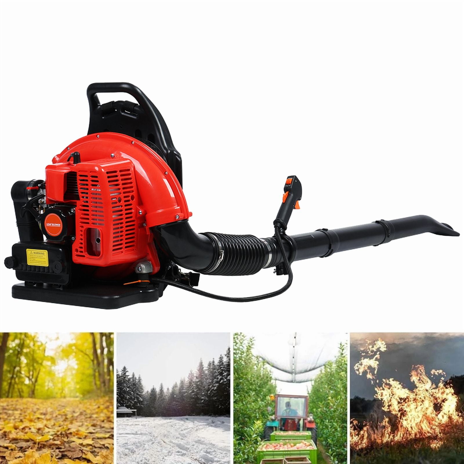 Leaf Blower - 63CC 665CFM 2-Cycle Backpack Gas Powered Blower, Grass Lawn Air Cooling Gasoline with Air-Cooled, Snow for Garden