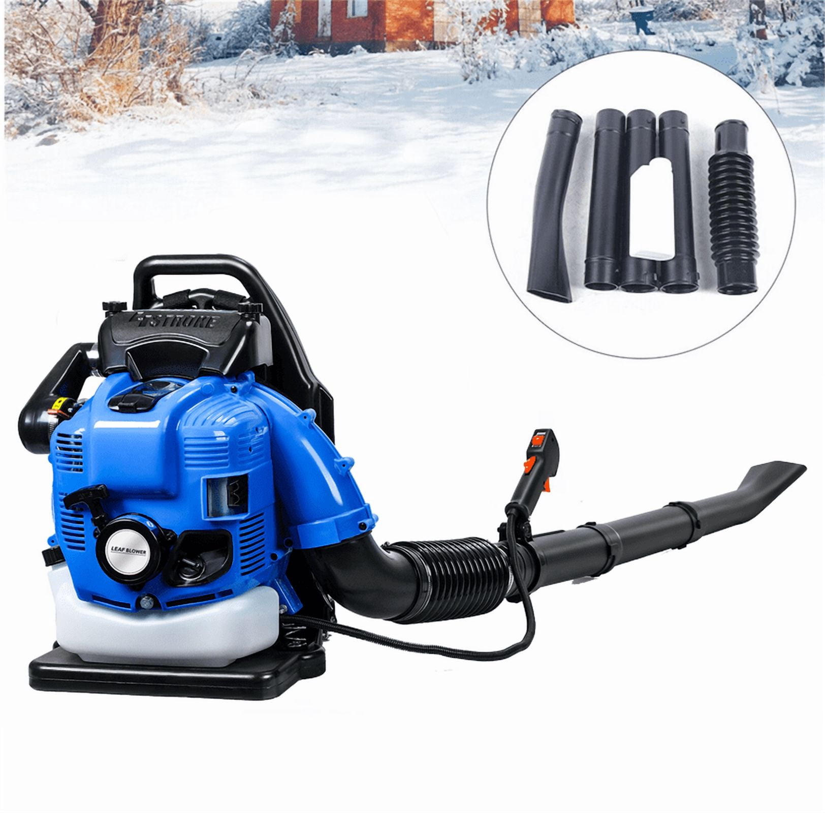 Leaf Blower, 75.6CC 4-Cycle Backpack Gas Leaf Blower, Backpack Blower, Gas Blower, Up to 900CFM , Powerful Clearing, for Lawn Care Yard Dust Debris
