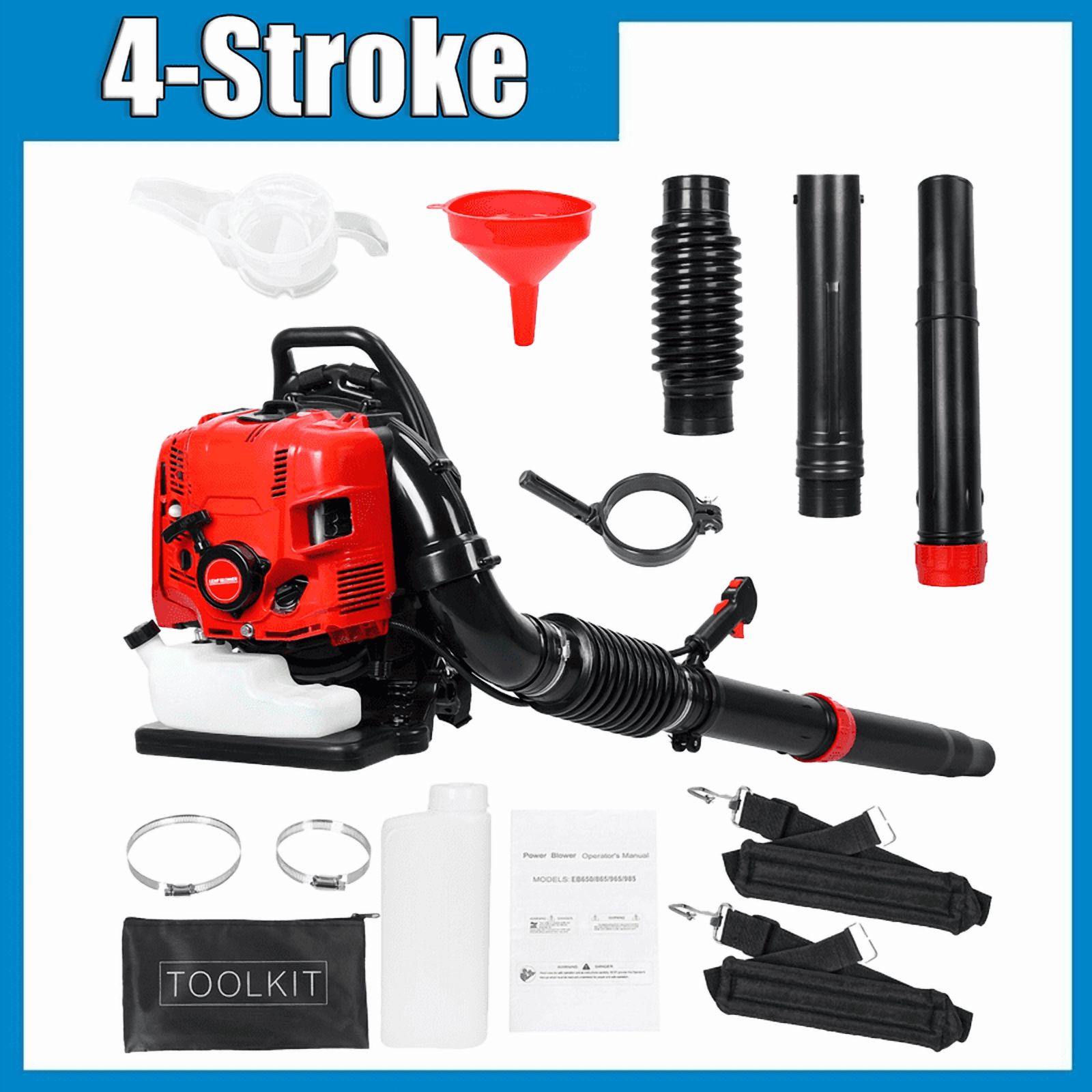 Leaf Blower, 75.6CC 4-Stroke Backpack Gas Leaf Blower, Backpack Blower, Gas Blower, Up to 900CFM , Powerful Clearing, for Lawn Care Yard Dust Debris