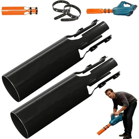 Leaf Blower Air Booster, Air Flow Booster for Blower, Turbo Nozzle Extension Boosts Speed & Power for Yard, Lawn, and Driveway Cleanup Fits 2–4 Inch Nozzles(2pcs,Black)
