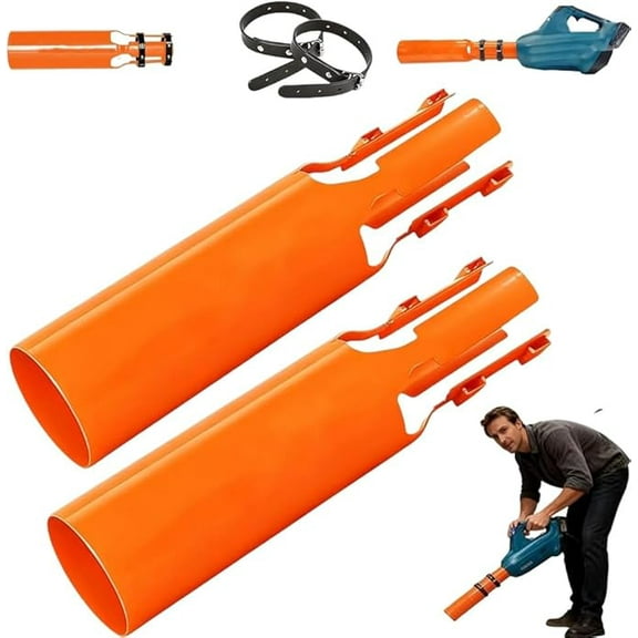 Leaf Blower Air Booster, Air Flow Booster for Blower, Universal Cordless High-Flow Air Booster Attachment,Turbo Nozzle Extension Boosts Speed for Yard, Lawn Cleanup,Fits 2–4 Inch Nozzles(2pcs,Orange)