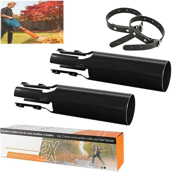 Leaf Blower Air Booster, High-Velocity Air Booster for Gas/Electric for 2–4 Inch Blower Tubes, Leaf Blower Nozzle Attachment, Boosts Wind Speed, Yard Snow Lawn Driveway Cleanup(2pcs,Black)