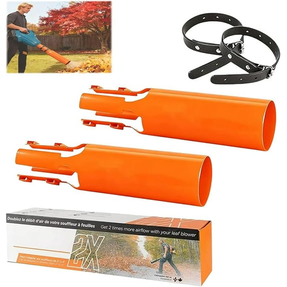 Leaf Blower Air Booster,Universal High-Flow Extension Nozzle Attachment for 2–4 Inch Blower Tubes,Boosts Air Speed & Efficiency,Durable Weather-Resistant Design for Lawn & Patio Cleaning(2pcs,Orange)