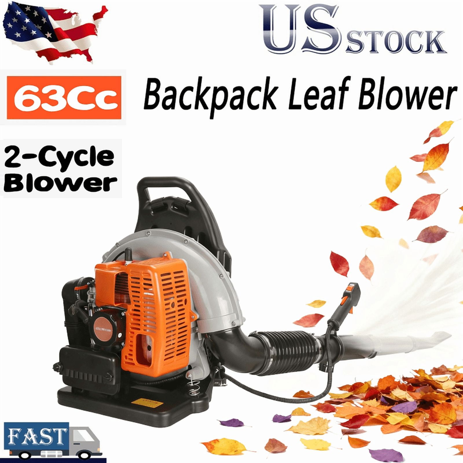 Leaf Blower Backpack, 63CC 2-Cycle 665CFM 3HP Gas Powered Strong Air ...
