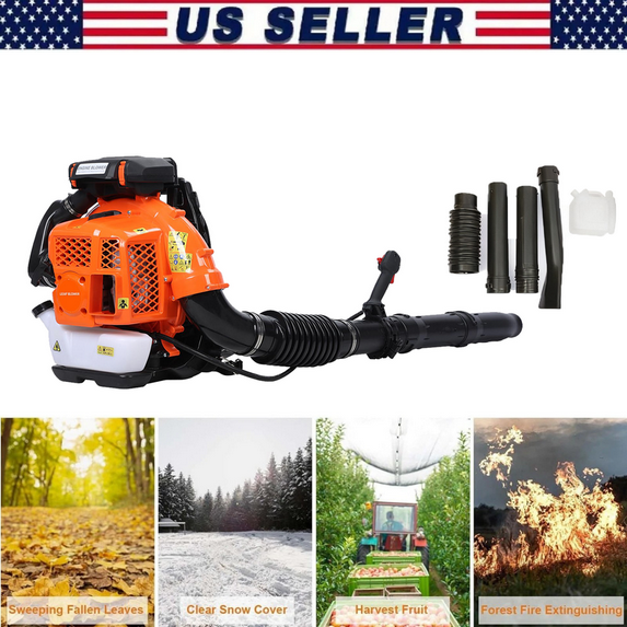 Leaf Blower Backpack, 80CC 2-Cycle 900 CFM 4.8 HP Gas Powered Strong Air Flow , Ideal for Leaf, Sand, Gravel, Snow, Yard and Driveway