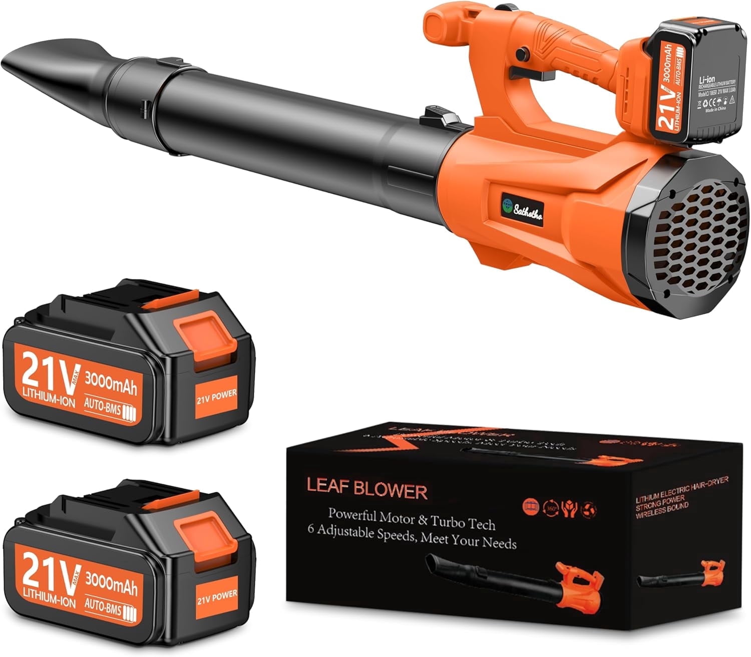 Leaf Blower Cordless with 2 3.0Ah Battery and Charger, Electric Leaf Blower with 6 Speed Modes, Cruise Control, Blowers for Lawn Care, Patios, Blowing Leaves and Dusts