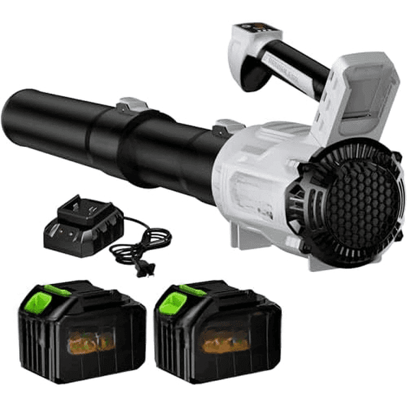 Leaf Blower Cordless,2 x 21V 6.0Ah Battery and Charger, with 680CFM 190MPH Electric Cordless Leaf Blower, 3-Variable Speed & Turbo Mode, Blowers for Lawn Care (5002 E)$$Garden & Patio