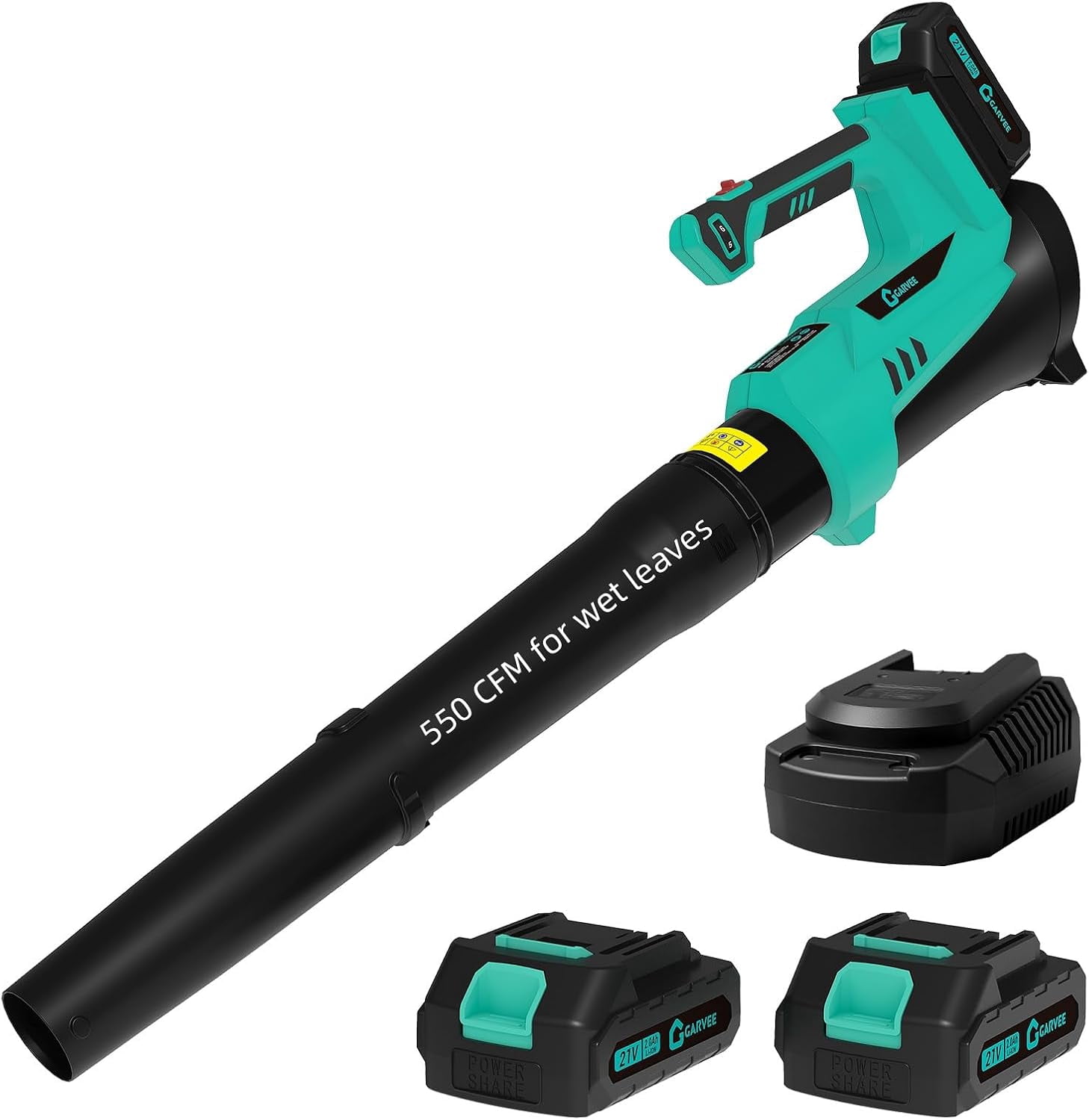 Leaf Blower Cordless - 20V Powerful Wet Leaves Heavy-Duty Leaf with 2 * 2.0Ah Batteries and Charger, 6 Speed Modes, Lightweight Leaf Blowers for Lawn Care, Patio, Dust, Blowing Leaves