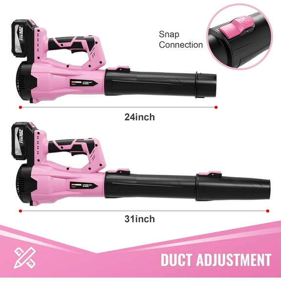 Leaf Blower Cordless, 21V Electric Leaf Blowers Lightweight Variable Speed Lithium Battery and Charger, Powered Lightweight Leaf Blower for Lawn Care/Dusting Clearing/Leaf/Snow (Pink)