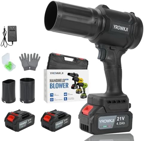 Leaf Blower Cordless, 21v Handheld Leaf Blower with 2 X 4.0ah Batteries and Charger, 980,000 RPM Mini Blower, for Lawn Care, Patio, Dust, Blowing Leaves, Snow