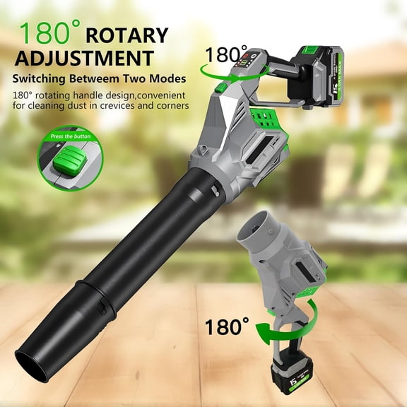 Leaf Blower Cordless, 2x21V 6.0 Ah Battery and Charger, 680CFM 190MPH Electric Blower, 3-Variable Speed & Turbo Mode, Handheld Leaf Blower Battery Powered for Blowing Leaves, Dust, Snow