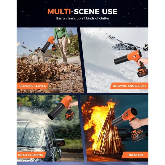 Leaf Blower Cordless with Battery and Charger, 500,000 RPM, Extended Nozzle, Lightweight Handheld Design, Blower for Cleaning, Car Blowing Water, Blowing Leaves and Dust