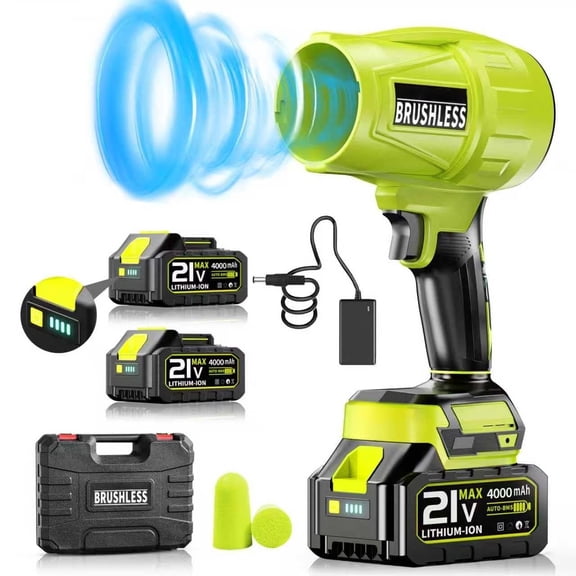 Leaf Blower Cordless with Battery and Charger,580000RPM Lightweight Mini Leaf Blower,21V Handheld Electric Blower with 24.0Ah Batteries & Fast Charger,Turbo Jet Blower for Lawn,Yard,Garage