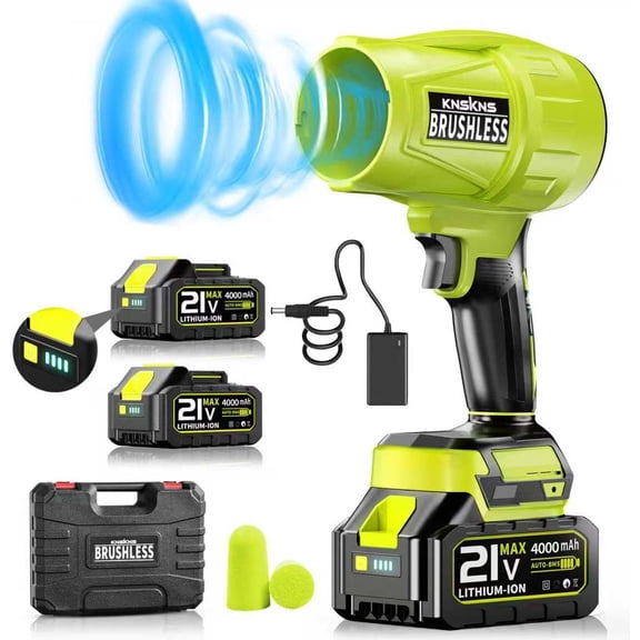 Leaf Blower Cordless with Battery and Charger,580000RPM Lightweight Mini Leaf Blower,21V Handheld Electric Blower with 2×4.0Ah Batteries & Fast Charger,Turbo Jet Blower for Lawn,Yard,Garage