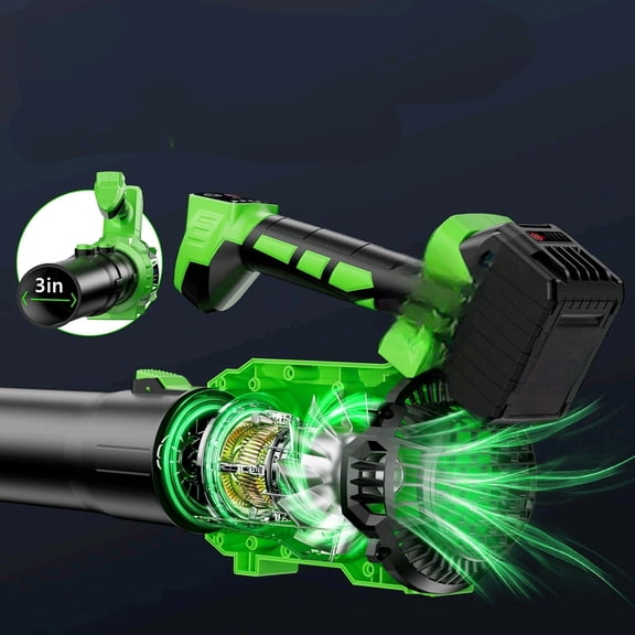 Leaf Blower Cordless, Battery Leaf Blower with 2 * 6.0Ah Batteries and Charger, 21V Brushless Electric Leaf Blowers with 5 Speed Levels and Turbo Mode for Lawn Care,Blowing Leaves,Yard Cleanup