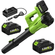 Leaf Blower Cordless, Electric Leaf Blower with 4.0Ah Battery, Charger And Extended Nozzle, 650 CFM & 280 MPH Handheld Battery Blowers, 21V Lightweight Small Leaf Blower for Lawn Care, Garden, Patio