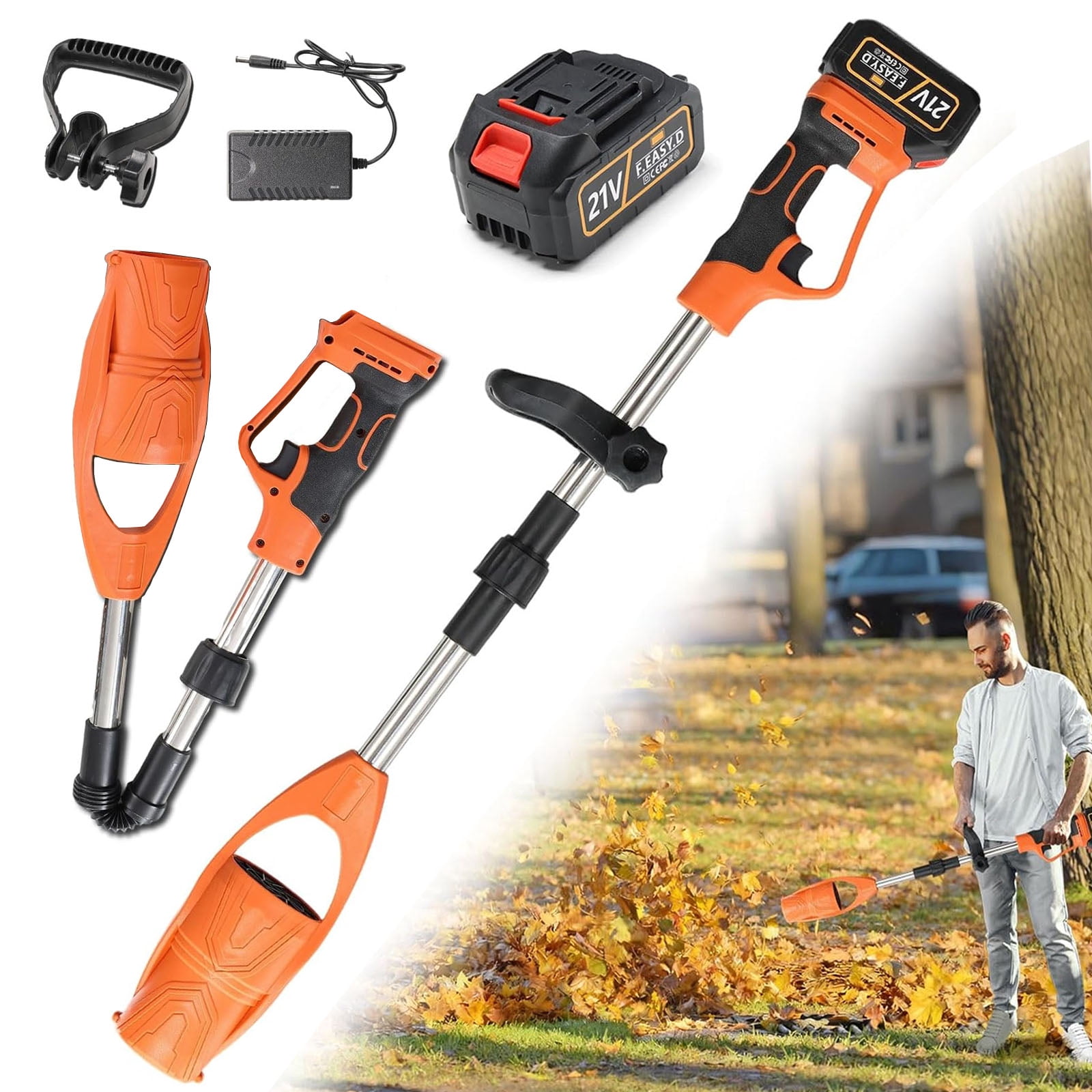 Cordless Leaf Blower, Electric Leaf Blowers Battery Powered with Foldable Rotating Design, Handheld Lightweight Gutter Cleaning Tools for Garden House Lawn Care Patio Cleaning
