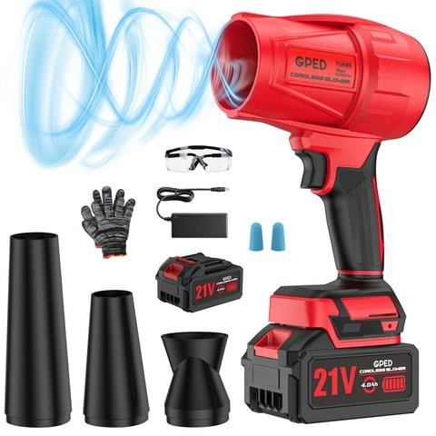 Leaf Blower Cordless, Mini Blower with 24.0Ah Batteries & Charger, Lightweight Electric Handheld Blower for Lawn Care, Patio Cleaning, Dust Cleaner, Snow Blower (Red)