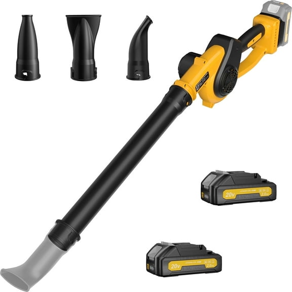 Small Leaf Blower Cordless with 2 Batteries & Fast Charger, 210MPH Battery Powered Blower with 3 Nozzles, 3 Speed Modes, Lightweight Yard Tools for Lawn Care, Garden, Car Drying