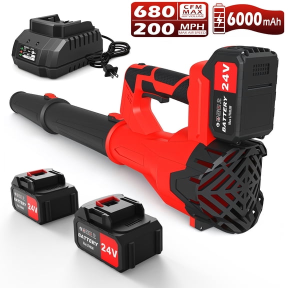 CATGOOD Leaf Blower with 6 Speed Level, 600CFM Cordless Leaf Blower with 6AH Battery, 200MPH Battery Powered Leaf Blowers for Lawn Care, Blowing Leaves