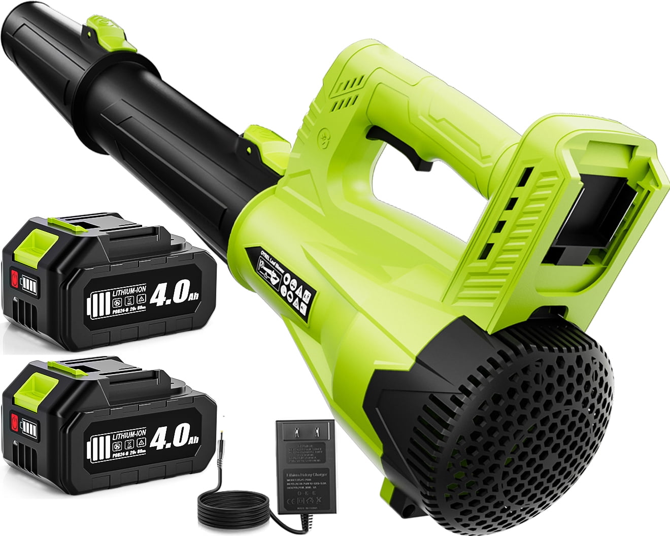 Leaf Blower Cordless Lightweight Electric with 2 4.0Ah Battery and Charger, Portable Handheld for Lawn Care, Garden, Patio, Yard