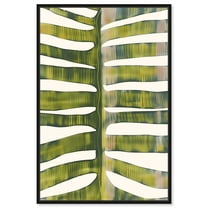 Leaf Bongo I Minimalistic Botanical Art Prints Canvas Wall Art by Art Remedy, Black Floater Frame, 10"x15"