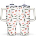 thumbnail image 1 of Leaf Bow Tie 40 Oz Tumbler with Handle Lid and Straw Stainless Steel Double Walled Vacuum Insulated Cup Merry Christmas Gifts Tumbler for Women Men Friends Outdoor Indoor, 1 of 6