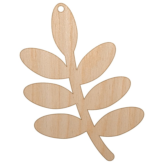 Leaf Branch Solid Wood Holiday Christmas Tree Ornament Unfinished DIY Pre-Drilled Craft