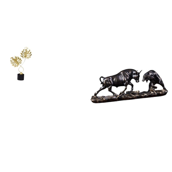 Leaf Bull Bear Figurine Iron Resin Craft Unique Design Gift for Living Room Bedroom Housewarming