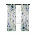 thumbnail image 1 of Leaf Butterfly Blackout Curtains 39 Inches Long for Bedroom, Watercolor Sage Green Purple Floral Thermal Insulated Room Darkening Black Out Window Curtain Panels Grommet Drapes for Living Room, 1 of 8