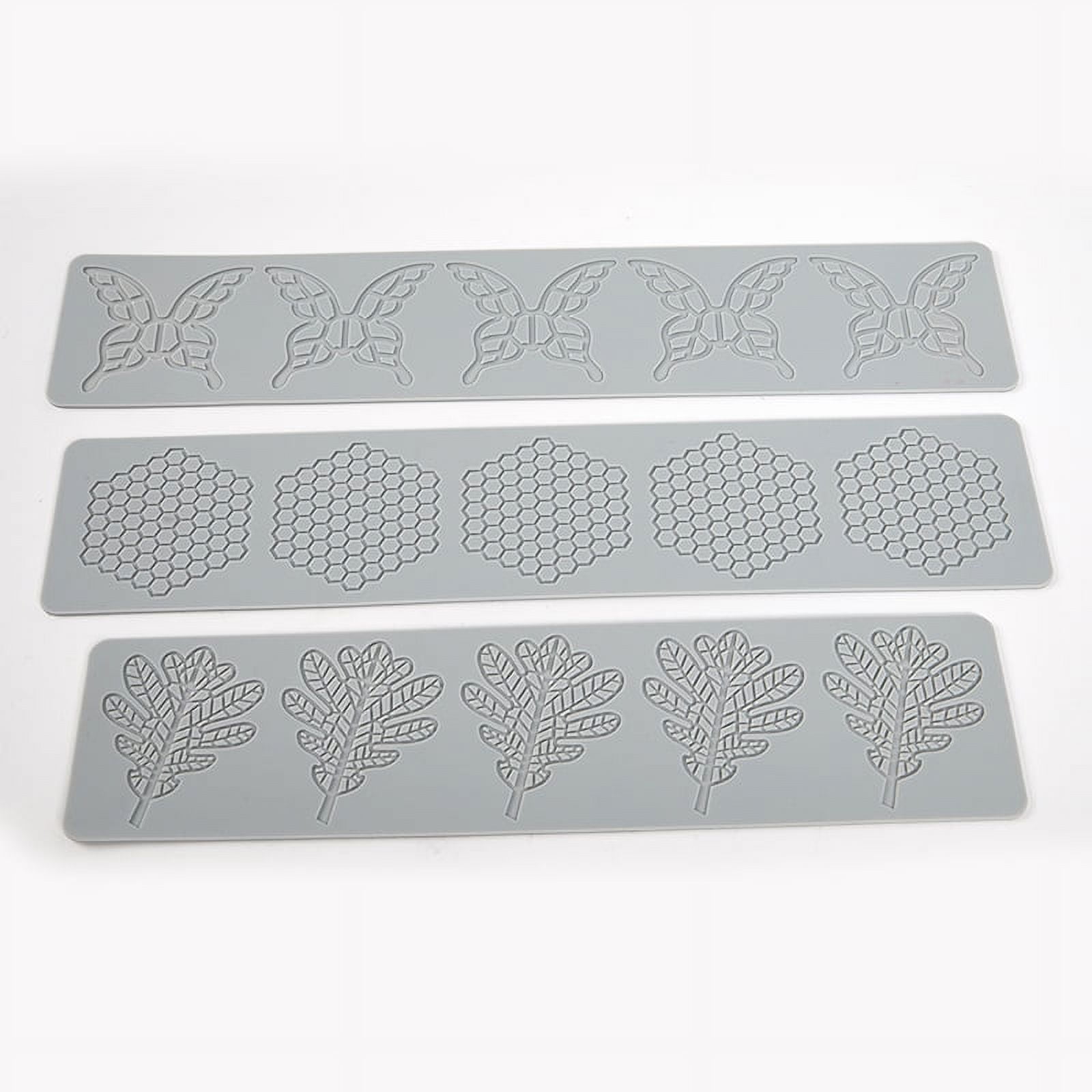 4PCS Fondant Molds Honeycomb Leaf Butterfly Molds Silicone Baking