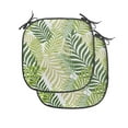 thumbnail image 1 of Leaf Chair Seating Cushion Set of 2, Tropic Exotic Palm Tree Leaves Natural Botanical Spring Summer Contemporary Graphic, Seat Pads for Office with Anti-slip Backing, 16"x16", Green Ecru, by Ambesonne, 1 of 7
