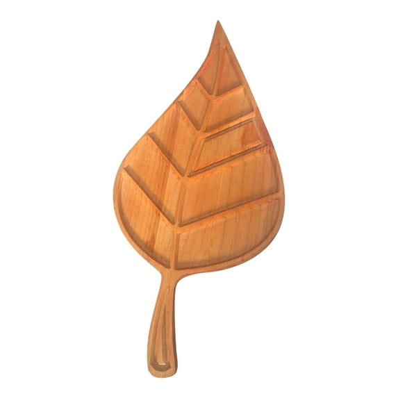Leaf Charcuterie Board - Natural Wood/3 Compartments, Easy Clean/Unique Gift, for Cheese/Snacks/Parties
