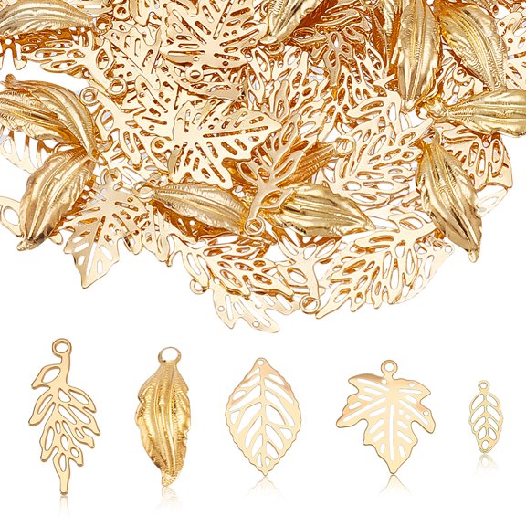 Leaf Charms Fall Leaf Pattern Charms Retro Maple Pendants Tree Leaves Charm for DIY Necklace Bracelet Earring Necklace Jewelry Making Keychain