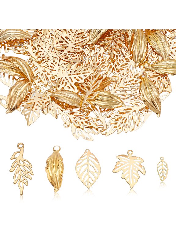 Leaf Charms Fall Leaf Pattern Charms Retro Maple Pendants Tree Leaves Charm for DIY Necklace Bracelet Earring Necklace Jewelry Making Keychain