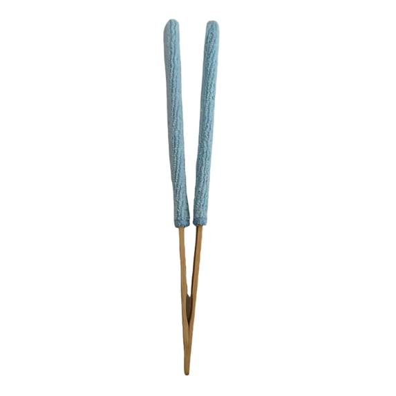 Leaf Cleaning Tongs With Microfiber Pads For Plants Gardening Window Blinds Portable Wooden Clip Reusable Cleaner In Blue