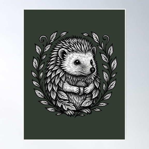 Leaf-Cloaked Acorn Keeper Poster Wall Art, Modern Wall Decor, 8x12 UNFRAMED