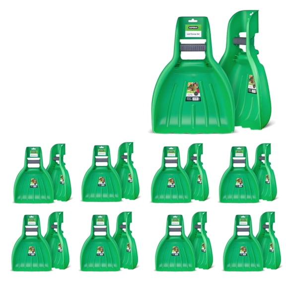 Superio Leaf Scoops, Leaf Collector Hand Rake for Lawn & Garden Cleanup, Plastic Leaf Grabber, Handheld Gardening Tool, Green, 9 Pair